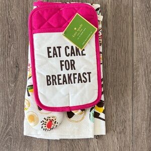 kate spade Pink-Trim Oven Mitt & Pastry Print Towel Set